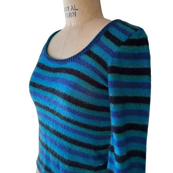Vintage Y2K Blue Asphalt Striped Sweater Long Sleeve Top - Picture 2 of 4